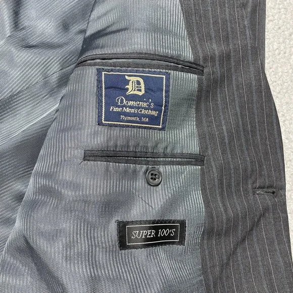 Jack Victor Suit Jacket Mens 50L Gray Pinstripe Super 100s Wool Long 2 Button